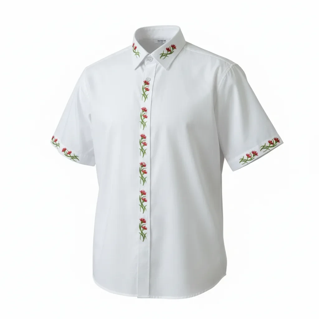 Camisa bordada con claveles