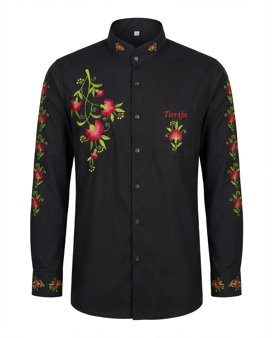 Camisa bordado claveles